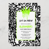 61e verjaardag uitnodiging Hiphop Graffiti Crown (Voorkant / Achterkant)