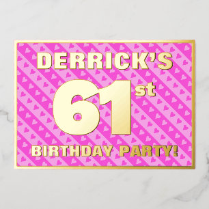 61e verjaardag van de opstand - vuurroze harten en folie uitnodiging