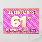 61e verjaardag van de opstand - vuurroze harten en folie uitnodiging (Voorkant)