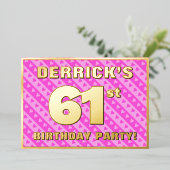 61e verjaardag van de opstand - vuurroze harten en folie uitnodiging (Staand Voorkant)