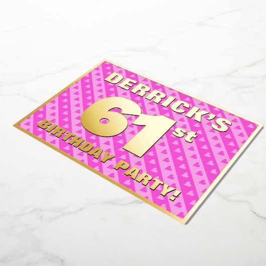 61e verjaardag van de opstand - vuurroze harten en folie uitnodiging (Gedraaid)