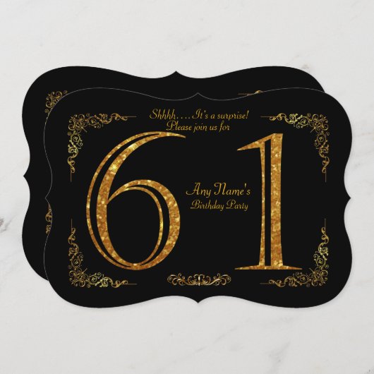 61e, Verjaardagsfeest 61e, grote Gatsby, zwart & g Kaart (Voorkant / Achterkant)