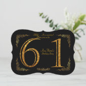 61e, Verjaardagsfeest 61e, grote Gatsby, zwart & g Kaart (Staand voorkant)