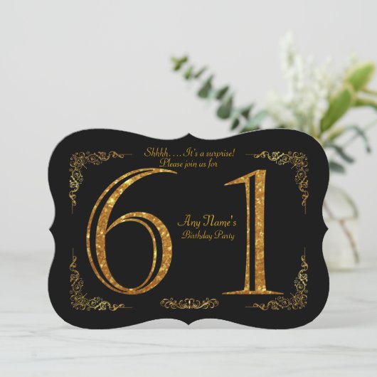 61e, Verjaardagsfeest 61e, grote Gatsby, zwart & g Kaart (Staand voorkant)