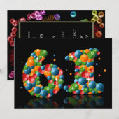 61e verjaardagsfeest, met bubbels en ballen kaart (Voorkant / Achterkant)