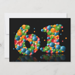 61e verjaardagsfeest, met bubbels en ballen kaart