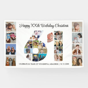 61e verjaardagsfeest Nummer 61 Fotocollage Spandoek