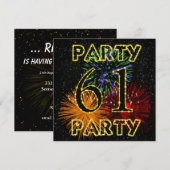 61e verjaardagsfeestuitnodiging met vuurwerk kaart (Voorkant / Achterkant)