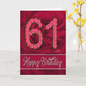 61e verjaardagskaart met rozen en bladeren kaart (Gele Bloem)