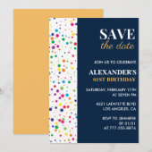 61e verjaardagsuitnodiging Bewaar de datum Confett Kaart (Voorkant / Achterkant)