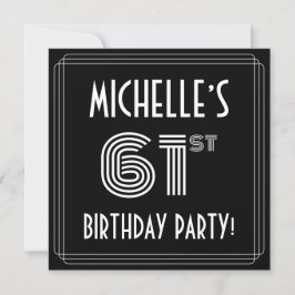 61st Birthday Party: Art Deco Style w/ Custom Name Kaart