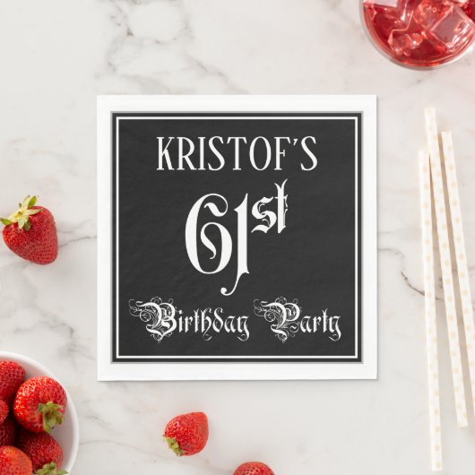61st Birthday Party — Fancy Script + Custom Name Servet (Insitu)