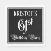 61st Birthday Party — Fancy Script + Custom Name Servet (Voorkant)