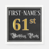 61st Birthday Party — Fancy Script, Faux Gold Look Servet (Voorkant)