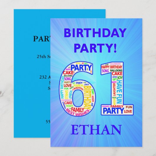 61st de Uitnodiging van de Partij van de Geboorted (Voorkant / Achterkant)