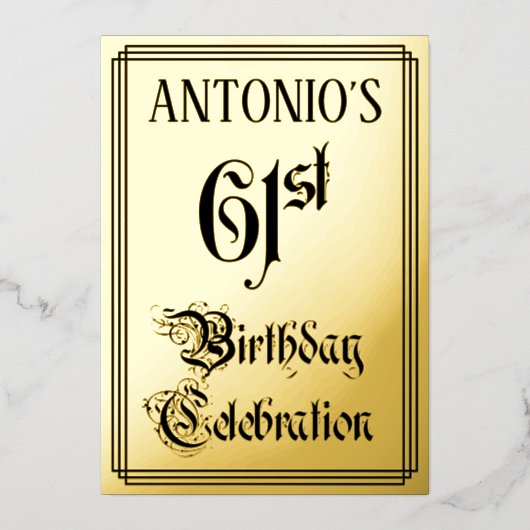 61st verjaardag Partij — Legant Manuscript + de Na Folie Uitnodiging (Voorkant)