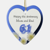 61ste bruiloft Jubileum Keramisch Ornament (Rechts)