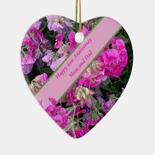 61ste bruiloft Jubileum Keramisch Ornament (Rechts)