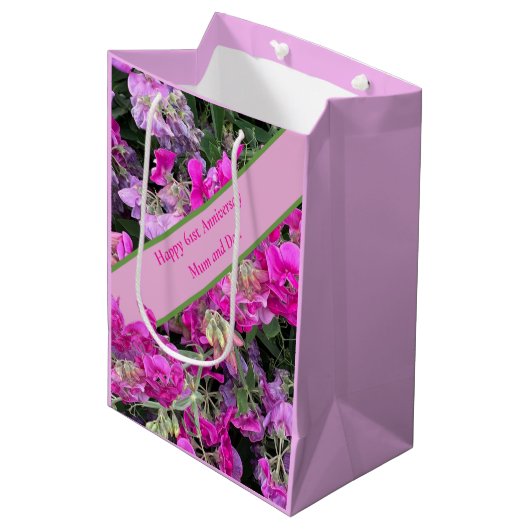 61ste bruiloft Jubileum Medium Cadeauzakje (Voorkant Gekanteld)