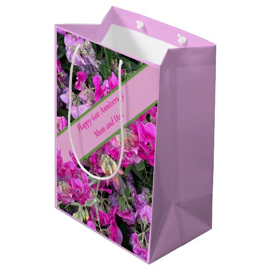 61ste bruiloft Jubileum Medium Cadeauzakje (Achterkant Gekanteld)