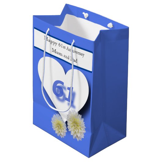 61ste bruiloft Jubileum Medium Cadeauzakje (Voorkant Gekanteld)