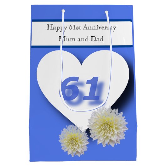 61ste bruiloft Jubileum Medium Cadeauzakje (Achterkant)