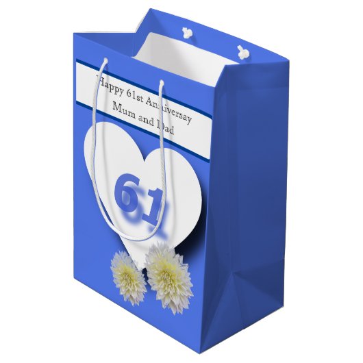 61ste bruiloft Jubileum Medium Cadeauzakje (Achterkant Gekanteld)