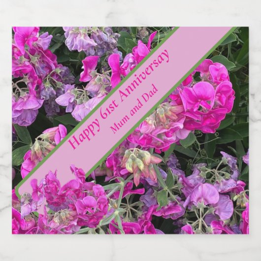 61ste bruiloft Jubileum Sparkling Wijnetiket (Enkel label)