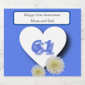 61ste bruiloft Jubileum Sparkling Wijnetiket (Enkel label)