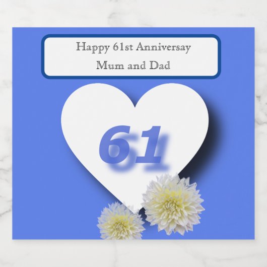 61ste bruiloft Jubileum Sparkling Wijnetiket (Enkel label)