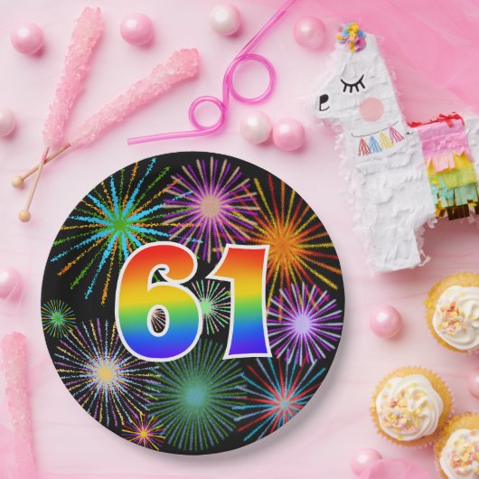 61ste evenement - Leuk, Kleurrijk, Vet, Regenboog  Papieren Bordje (Feest)