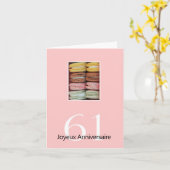 61ste Franse verjaardag Macaron-Joyeux Anniversair Kaart (Gele Bloem)