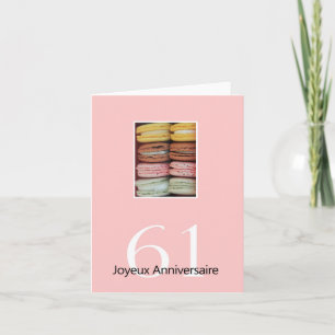 61ste Franse verjaardag Macaron-Joyeux Anniversair Kaart