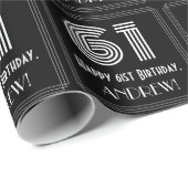 61ste verjaardag: Art Deco Geïnspireerde look "61" Cadeaupapier (Rol Hoek)