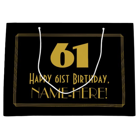 61ste verjaardag — Art Deco geïnspireerde look "61 Groot Cadeauzakje (Voorkant)