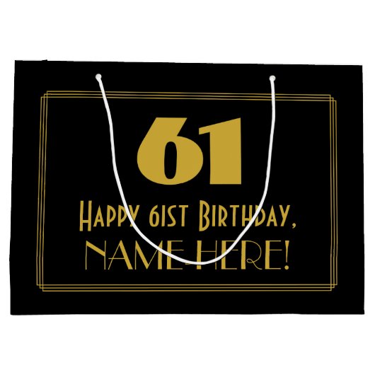 61ste verjaardag — Art Deco geïnspireerde look "61 Groot Cadeauzakje (Achterkant)