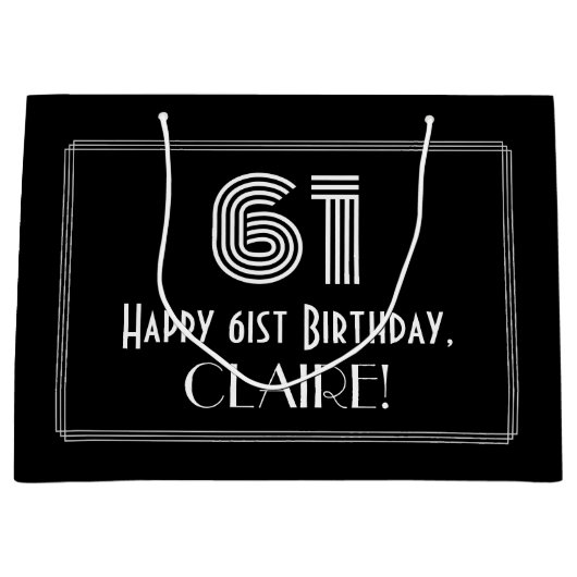 61ste verjaardag — Art Deco geïnspireerde look "61 Groot Cadeauzakje (Voorkant)