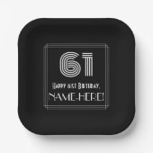 61ste verjaardag — Art Deco Geïnspireerde look "61 Papieren Bordje (Voorkant)