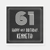 61ste verjaardag: Art Deco Geïnspireerde look "61" Servet (Voorkant)