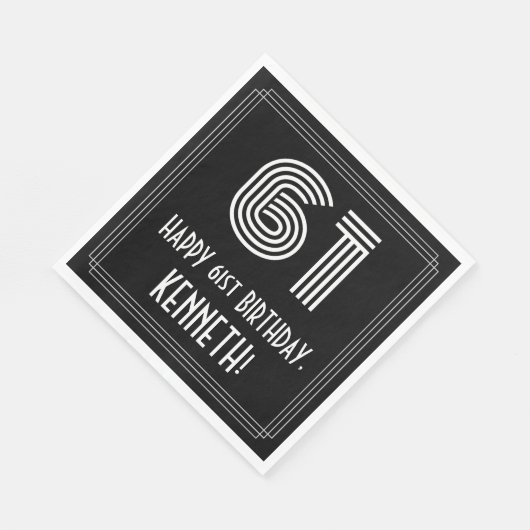 61ste verjaardag: Art Deco Geïnspireerde look "61" Servet (Hoek)