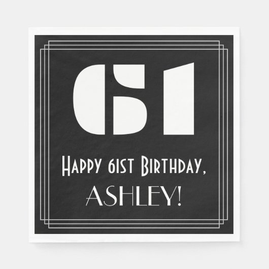 61ste verjaardag: Art Deco Geïnspireerde look "61" Servet (Voorkant)