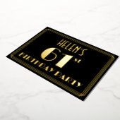 61ste verjaardag: Art Deco Kijk "61", met naam Folie Uitnodiging (Gedraaid)