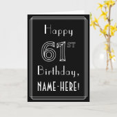 61ste verjaardag: Art Deco Style # 61 & Custom Nam Kaart (Gele Bloem)