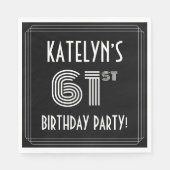 61ste verjaardag: Art Deco Style + aangepaste naam Servet (Voorkant)