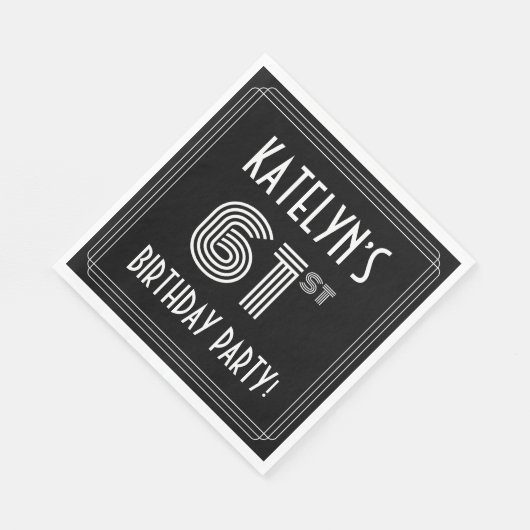 61ste verjaardag: Art Deco Style + aangepaste naam Servet (Hoek)