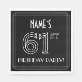 61ste verjaardag: Art Deco Style + aangepaste naam Servet (Voorkant)