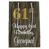 61ste verjaardag: Elegant Faux Gold Kijk #, Faux W Medium Cadeauzakje (Achterkant)