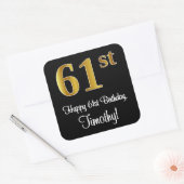 61ste verjaardag - Elegant luxe Faux Gold-look # Vierkante Sticker (Envelop)