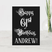 61ste verjaardag: Fancy, elegant script + aangepas Kaart (Voorkant)