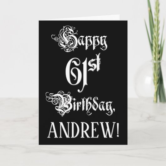 61ste verjaardag: Fancy, elegant script + aangepas Kaart (Voorkant)